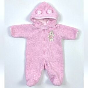 Carter's Pink Sherpa Footie with Bear Appliqué